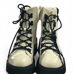 Rocket Dog Cream and Black Combat Boots